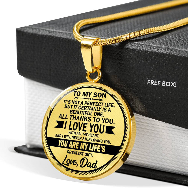 Son Pendant Necklace You Are My Life Quotes From Dad - Father And Child Necklaces Chain Unique Birthday Xmas Gift For Little Boy