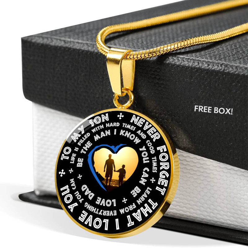 To My Son Necklace Chain - Dad And Son Pendant Custom, I Love You Quotes Gifts