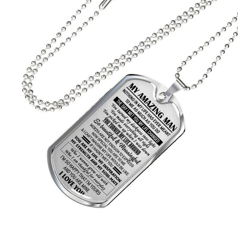 My Amazing Man Pendant Necklace Customized - I Love You Quotes Dog Tag Military