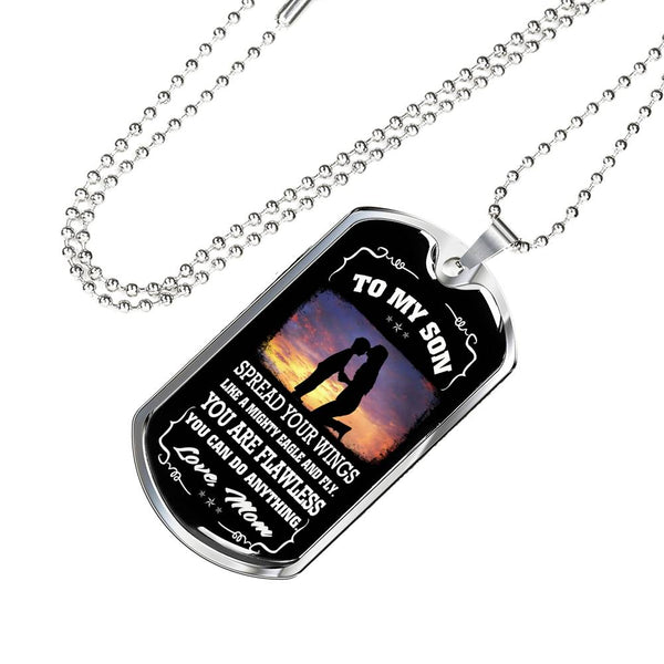 You Can Do Anything Dog Tag Military Love Mom - Mother And Child Necklace For Little Boy, Teen Boy - Anniversary Gag Gifts Pendant Measures 28.5mm x 51mm