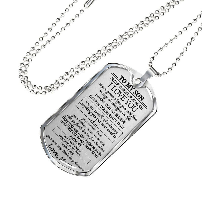 Son Birthday Gifts - You Are My Little Boy Forever Dog Tag Personalized - Mom And Child Pendant Necklace - Anniversary Presents For Him