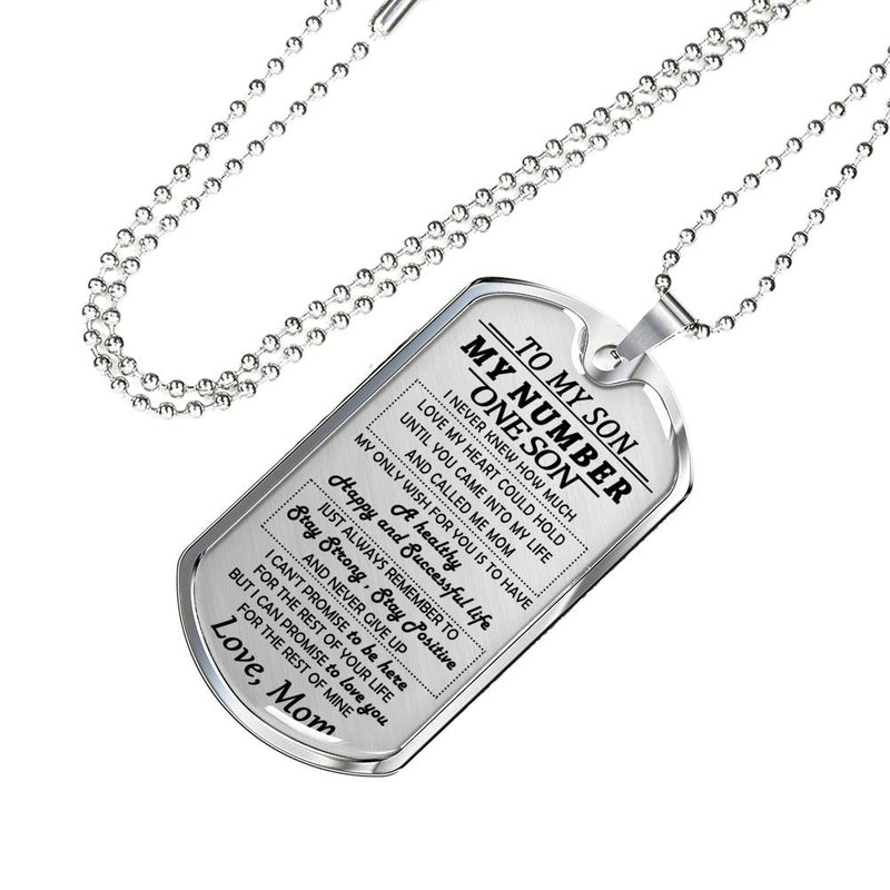 My Number One Son Dog Tag Military Ball Chain - To My Son Quotes Pendant Necklace From Mom - Anniversary Presents For Little Boy Birthday Gag Gifts For Kids