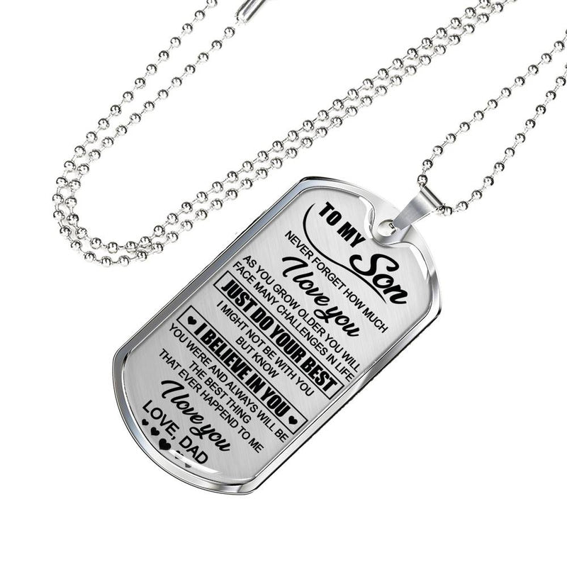 Son Dog Tag Necklace Custom From Dad - I Love You Quotes From Dad Father - Unique Birthday Xmas Gifts For Teen Boy, Child