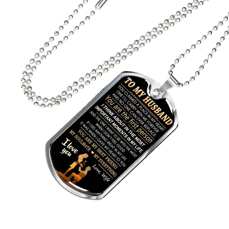 To My Husband Love Wife Dog Tag Customized - I Love You Quote Pendant Necklace