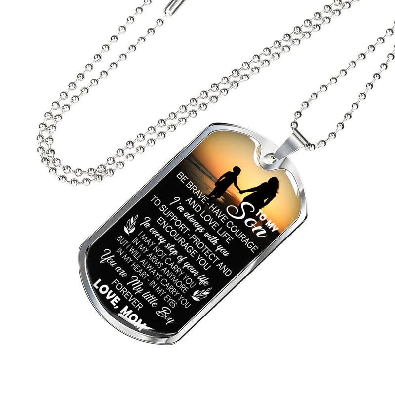 My Son Dog Tag Military Love Mom - You Are My Little Boy Pendant Necklace Chain