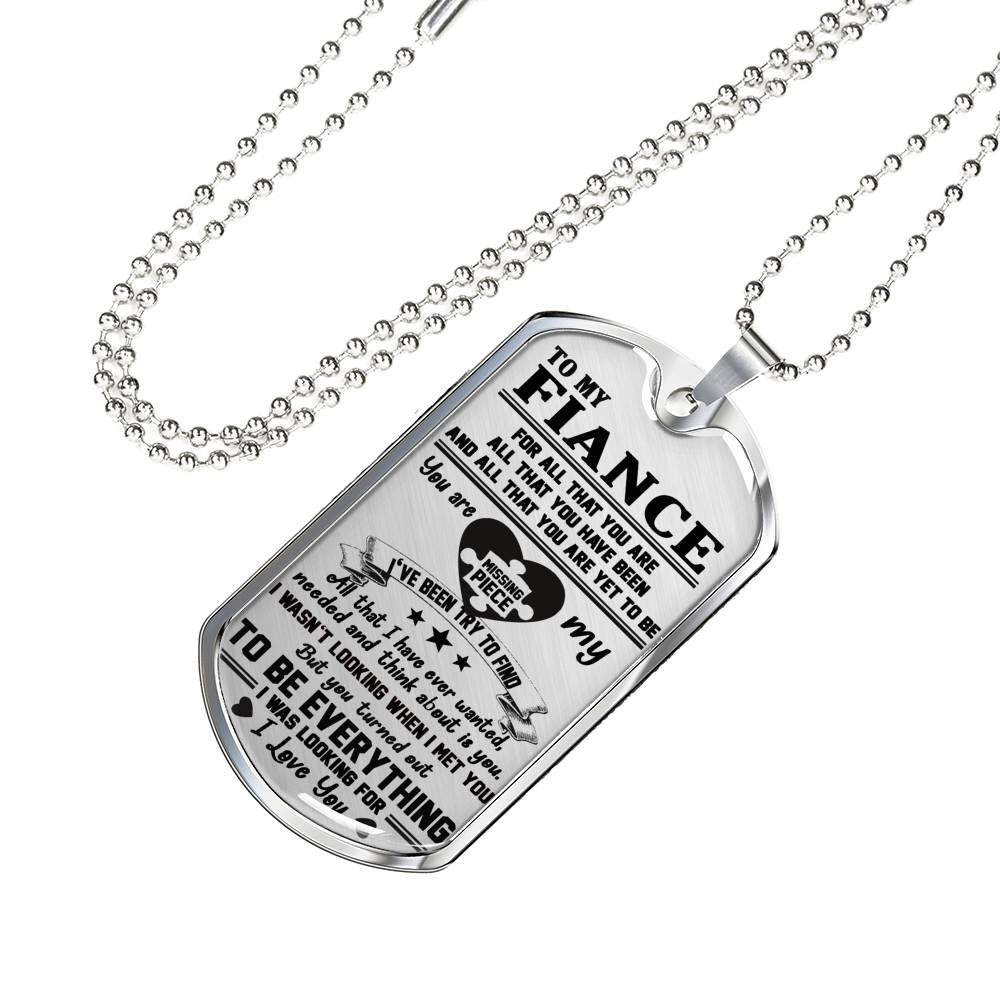 Fiance Gag Gifts I Love You Quotes Dog Tag Military Custom Stainless Steel Gold From Fiancee Girlfriend - Love Gifts For Him On Valentine's Day Birthday Includes Gift Box