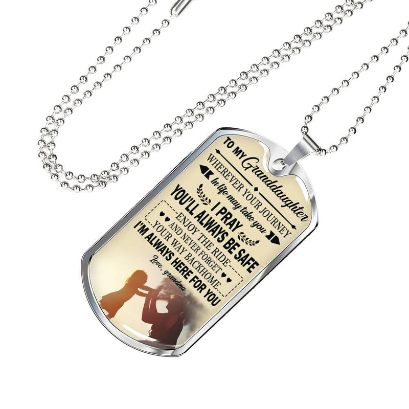 Granddaughter Anniversary Gifts - I Pray You Will Always Be Safe Quotes Dog Tag Customized - Grandma And Child Pendant Necklace Gift on Birthday Christmas New Year