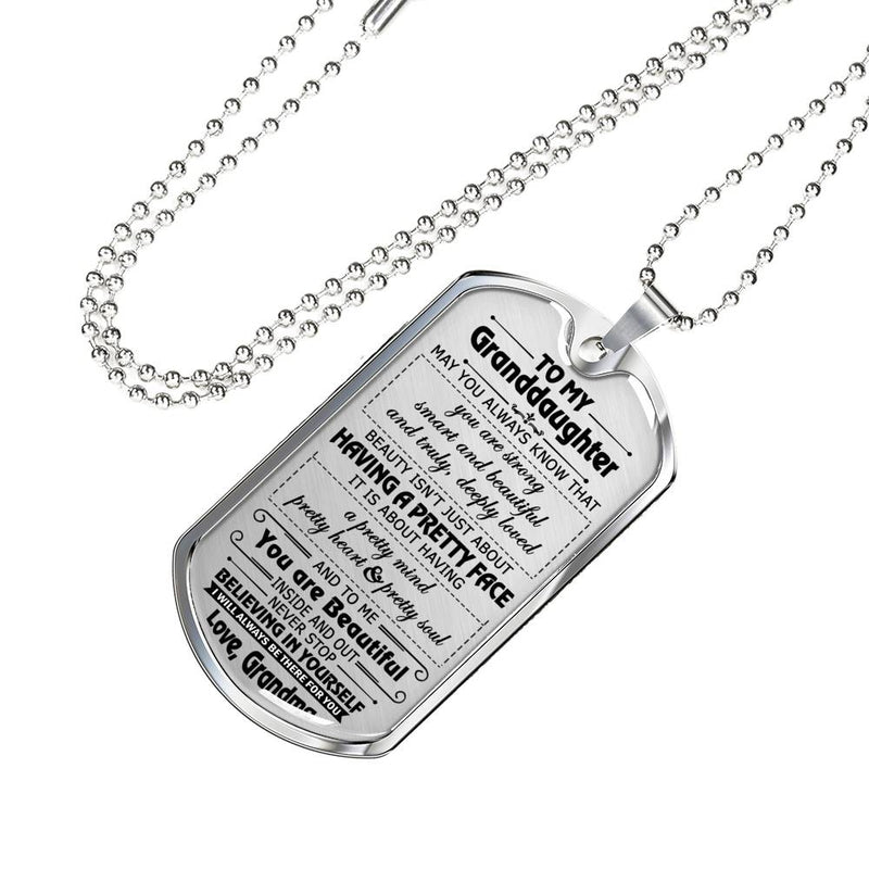 Granddaughter Necklace From Grandma, Nana - To My Granddaughter Personalized Dog Tag - Grandmother Granddaughter Gifts Birthday Gag Gift For Your Little Girl