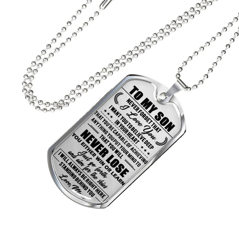 Son Dog Tag Military Custom Love Mom - Mother And Son Quotes Pendant - Anniversary Graduation Birthday Gifts For Little Boy, Teen Boy, Child