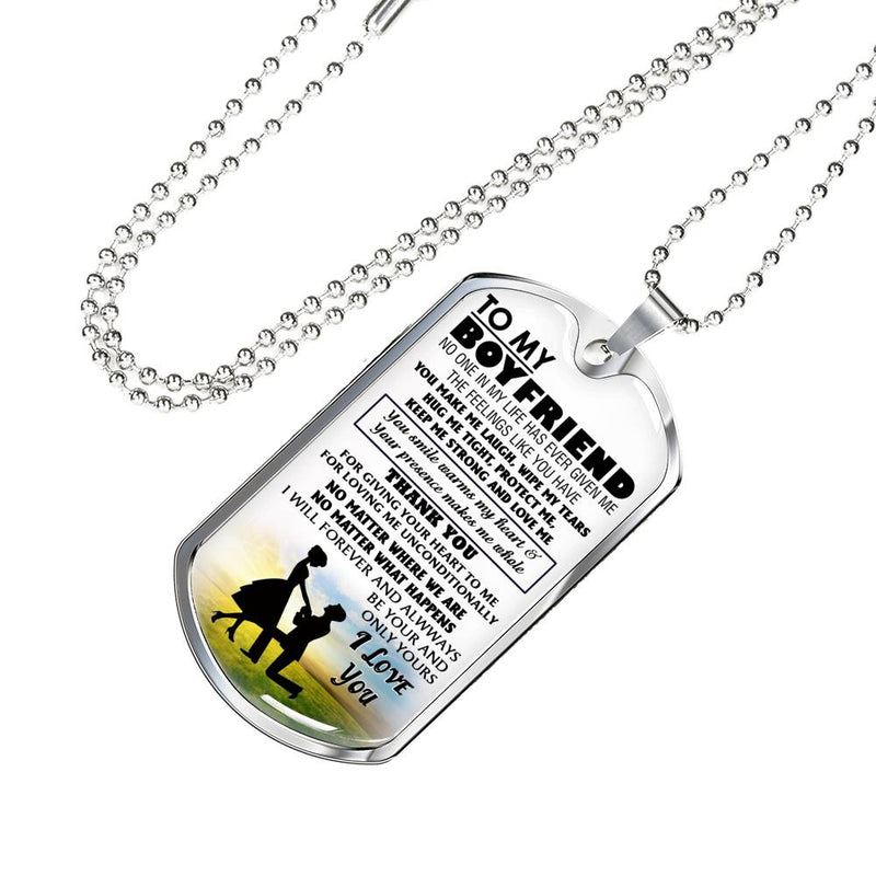 To My Boyfriend Dog Tag Military Ball Chain From Girlfriend - I Love You Quotes Pendant Necklace - Happy Birthday Gifts For Your Love Man