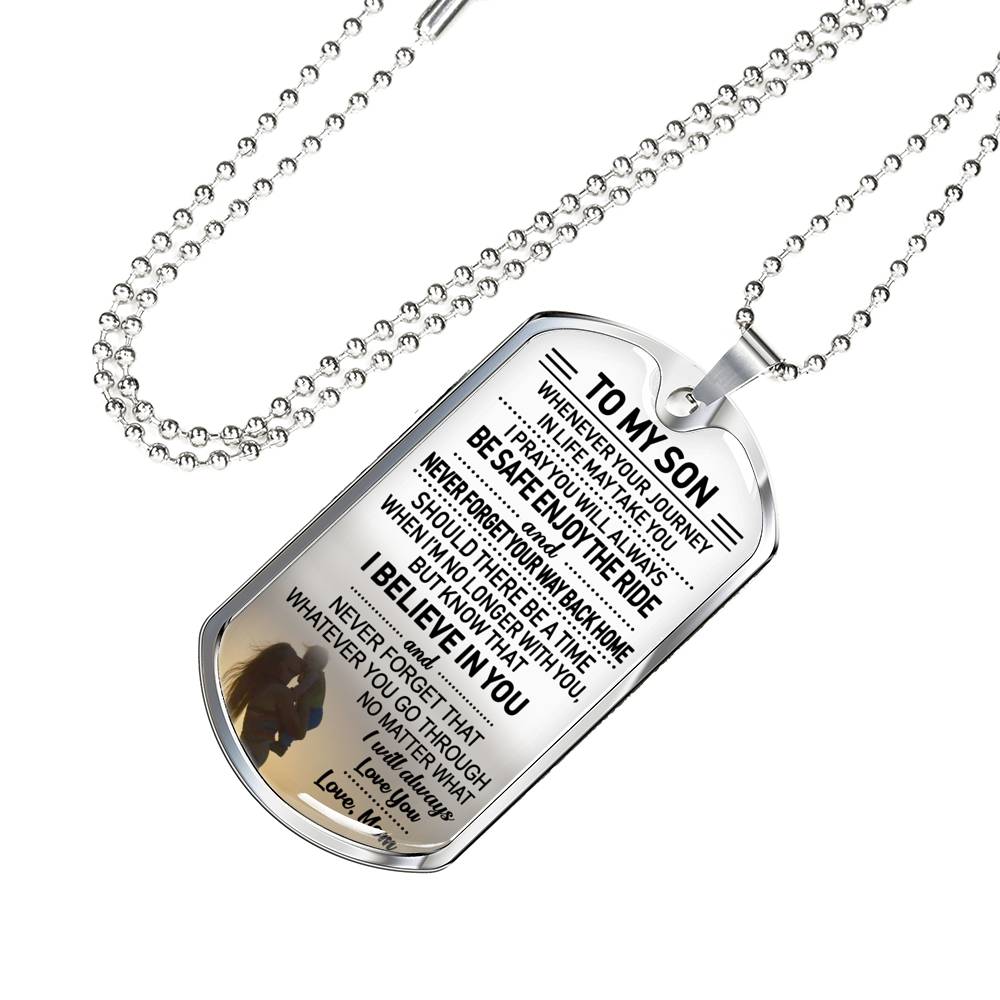 CHISIDE Son Gifts From Mom - I Believe In You Dog Tag Pendant - Mother To My Son Gifts