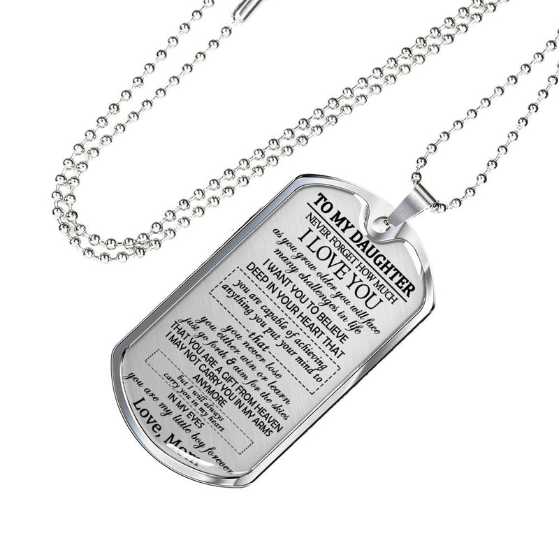 To My Daughter I Love You Dog Tag Pendant - Mom To Daughter Necklace Pendant