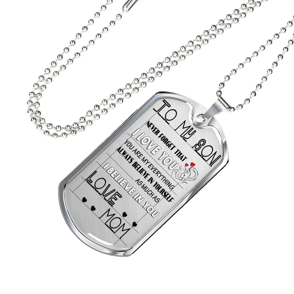 Mom And Son Dog Tag Necklace Custom - I Believe In Yourself Necklaces Stainless Steel Birthday Gifts For Little Boy