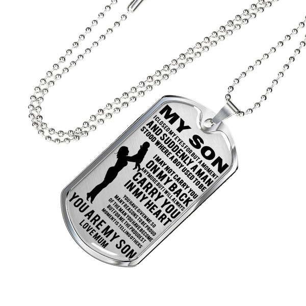 You Are My Son Dog Tags Personalized Love Mum - Mother And Child Necklace Stainless Steel - Amazing Christmas Birthday Gifts For Little Boy