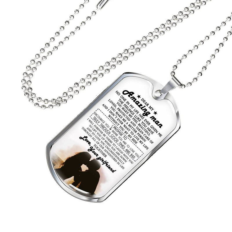 Dear Amazing Man Dog Tag Military Ball Chain - I Love You Quotes Pendant Necklace Custom - Happy Birthday Gifts For Your Love Man