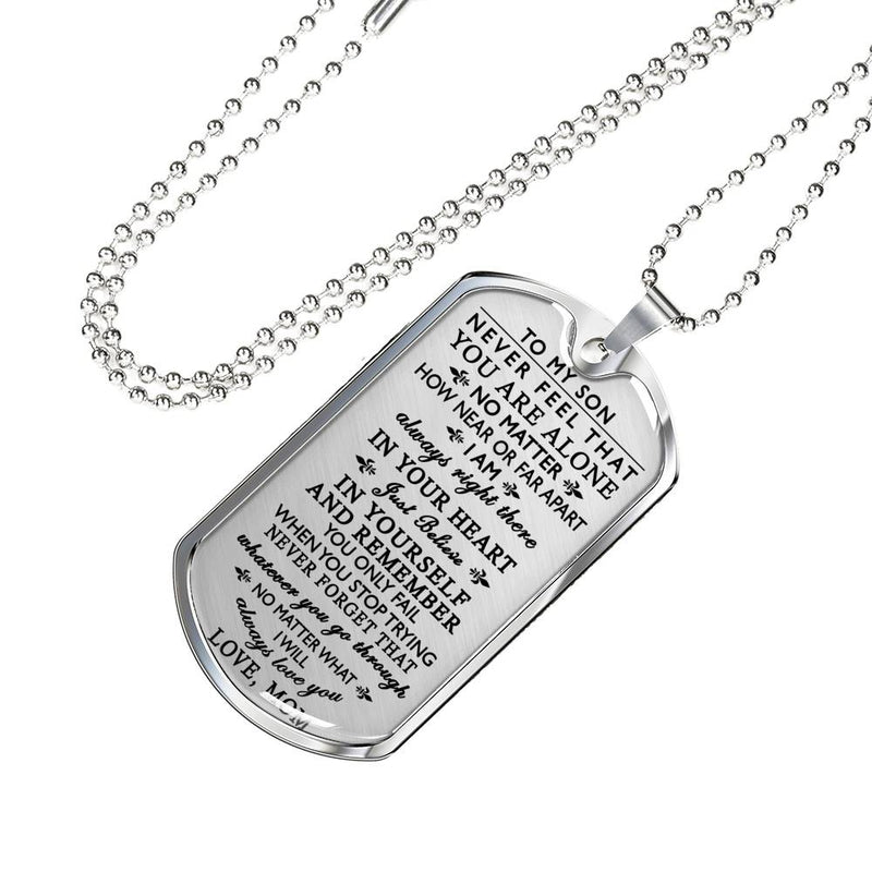 Son Dog Tag Pendant From Mother - Mom To My Son Necklace Custom Anniversary Gift