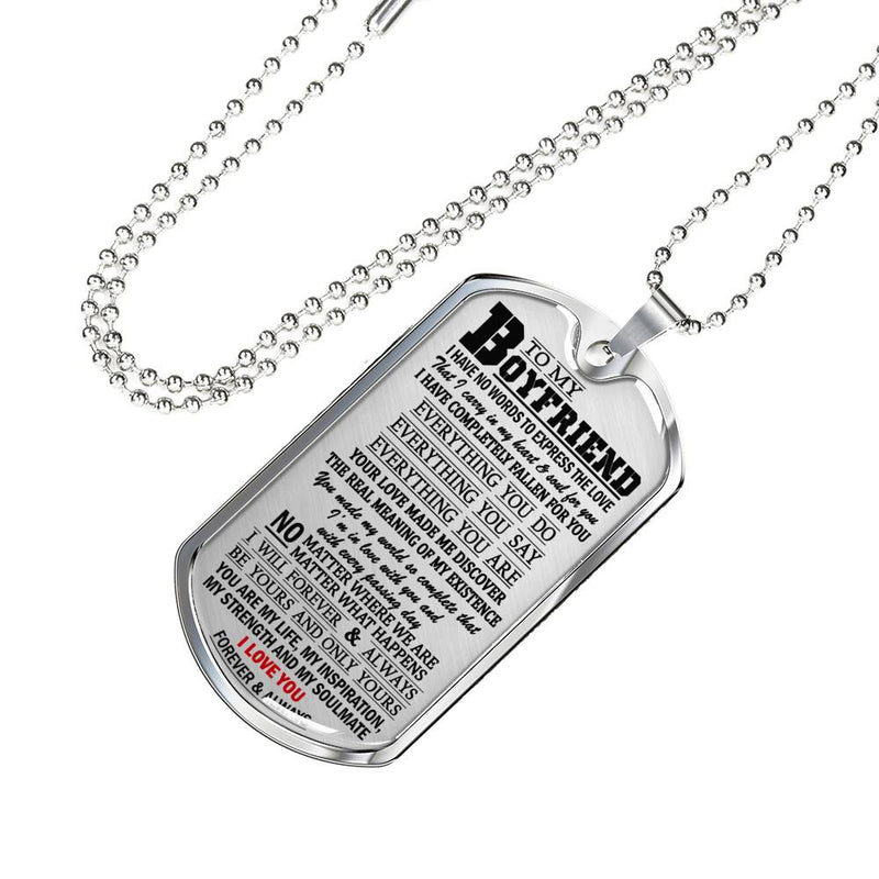 Boyfriend Pendant Necklace Customized - I Love You Quotes Dog Tag Military