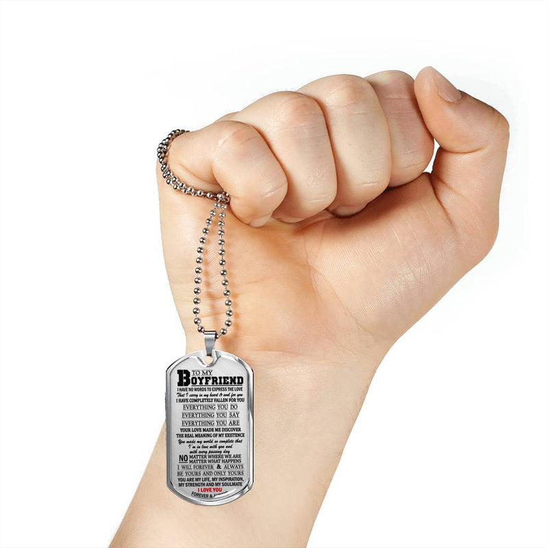 Boyfriend Pendant Necklace Customized - I Love You Quotes Dog Tag Military