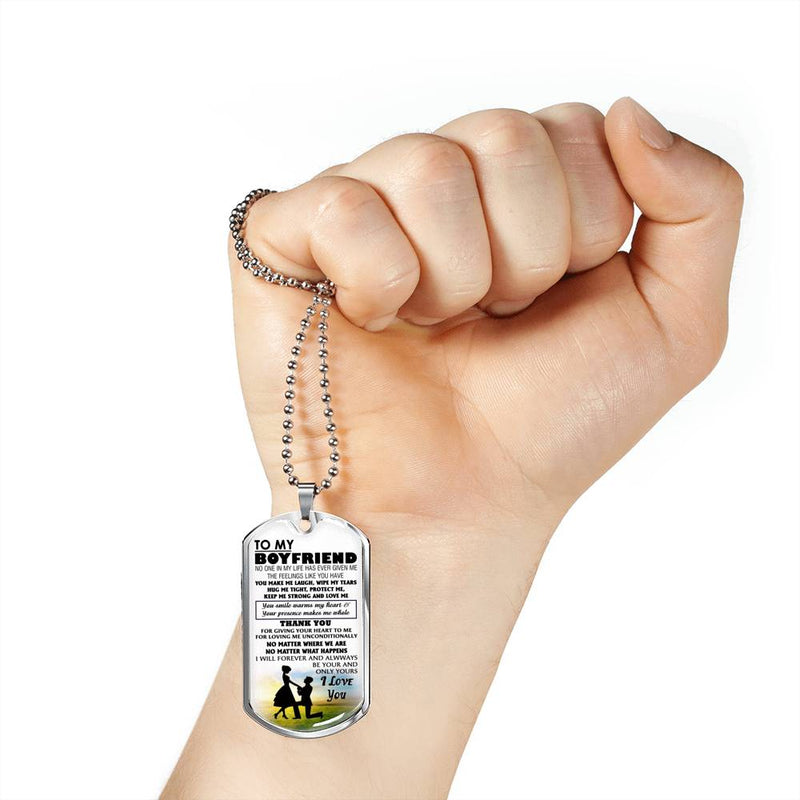 To My Boyfriend Dog Tag Military Ball Chain From Girlfriend - I Love You Quotes Pendant Necklace - Happy Birthday Gifts For Your Love Man
