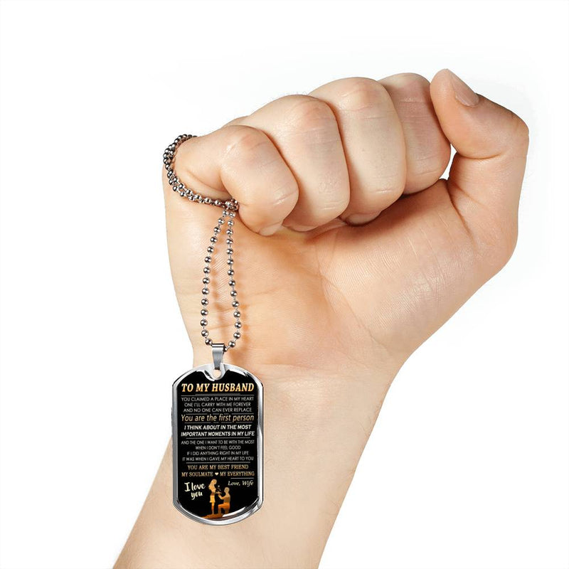 To My Husband Love Wife Dog Tag Customized - I Love You Quote Pendant Necklace