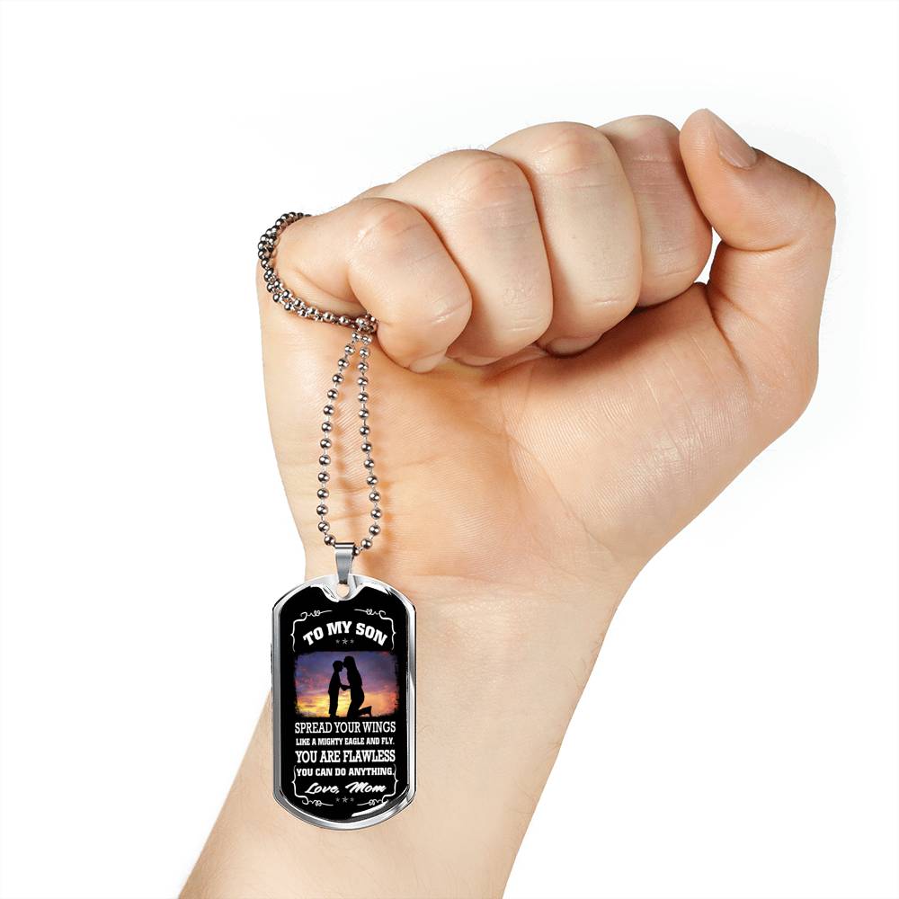 You Can Do Anything Dog Tag Military Love Mom - Mother And Child Necklace For Little Boy, Teen Boy - Anniversary Gag Gifts Pendant Measures 28.5mm x 51mm