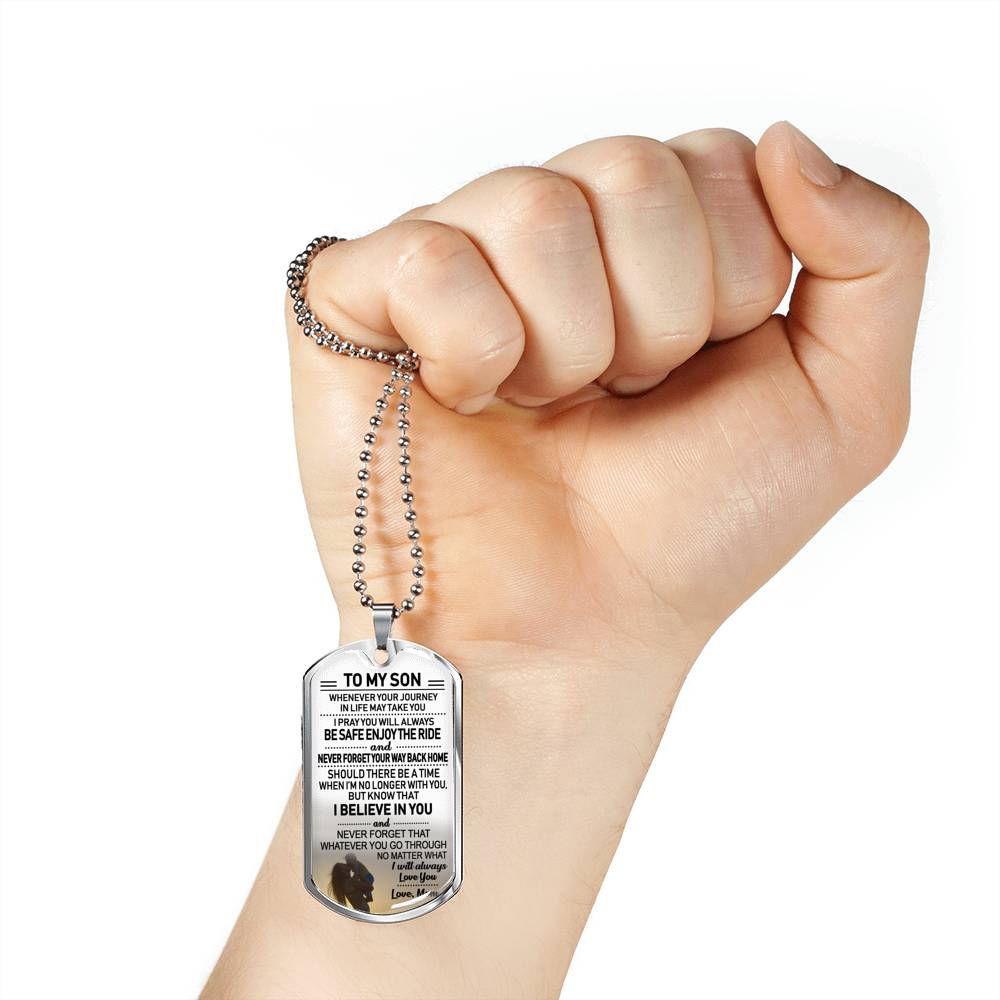 CHISIDE Son Gifts From Mom - I Believe In You Dog Tag Pendant - Mother To My Son Gifts