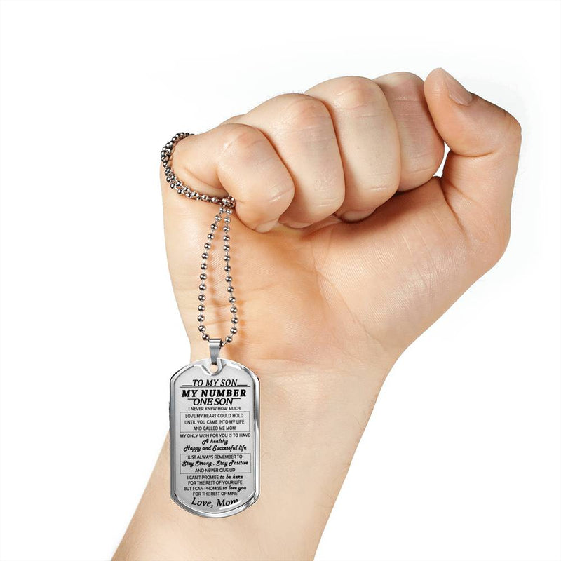 My Number One Son Dog Tag Military Ball Chain - To My Son Quotes Pendant Necklace From Mom - Anniversary Presents For Little Boy Birthday Gag Gifts For Kids