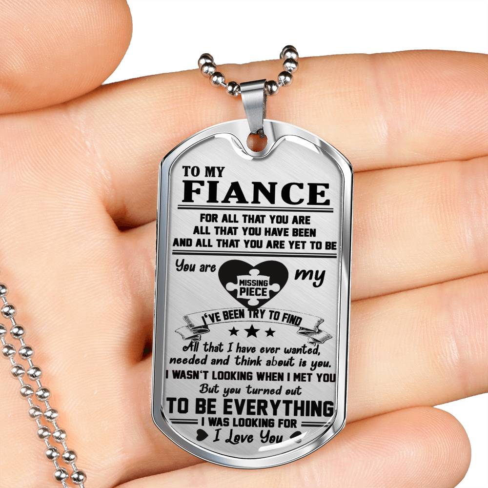 Fiance Gag Gifts I Love You Quotes Dog Tag Military Custom Stainless Steel Gold From Fiancee Girlfriend - Love Gifts For Him On Valentine's Day Birthday Includes Gift Box