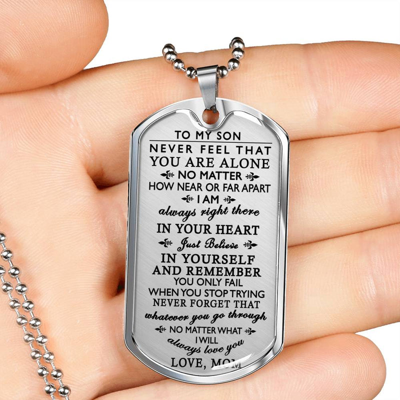 Son Dog Tag Pendant From Mother - Mom To My Son Necklace Custom Anniversary Gift