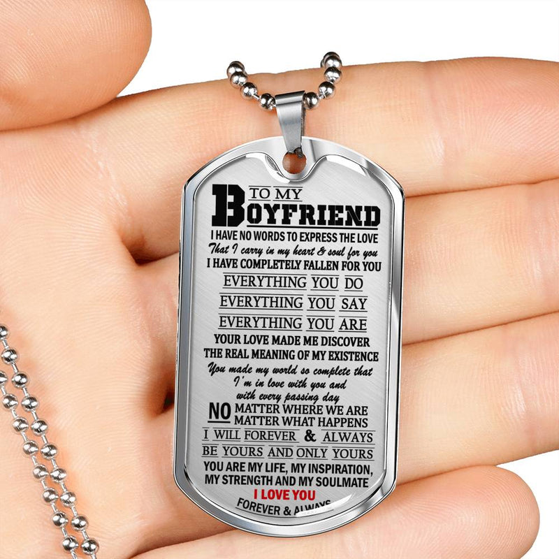 Boyfriend Pendant Necklace Customized - I Love You Quotes Dog Tag Military