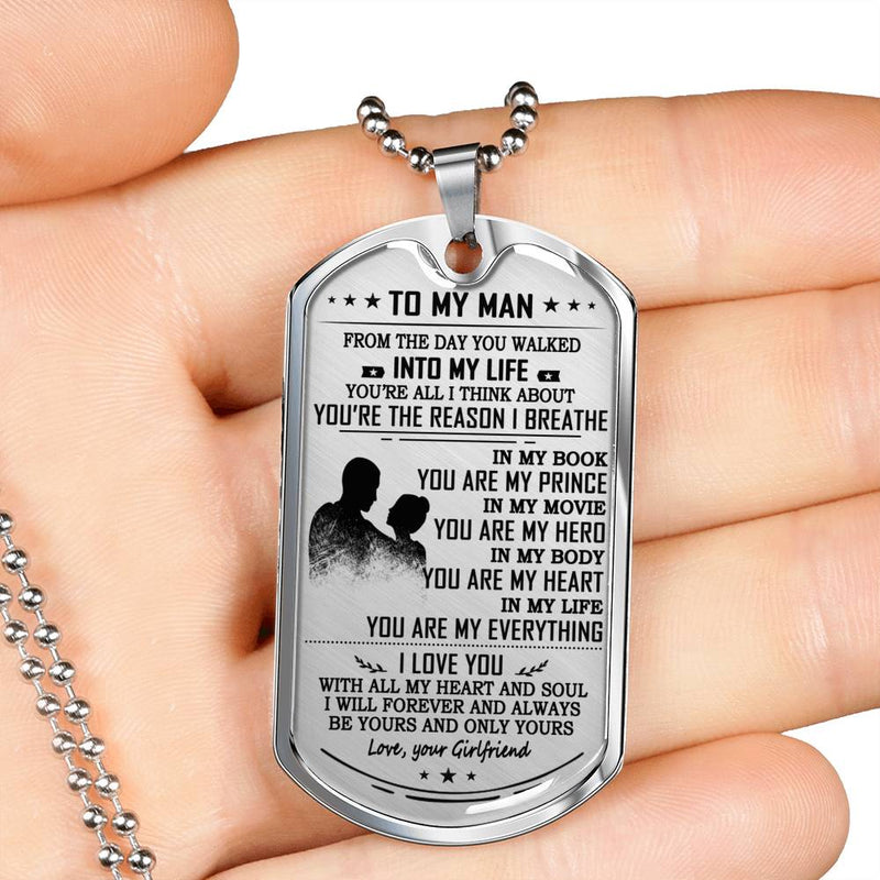Dog Tags for Men - You Are My Everything Necklace, I Love You - Man Pendant Necklaces Birthday Jewelry Gift for Boyfriend Husband Fiance