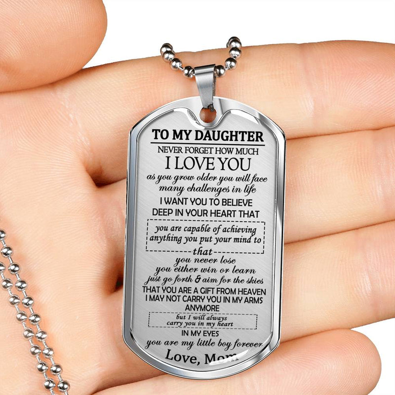 To My Daughter I Love You Dog Tag Pendant - Mom To Daughter Necklace Pendant