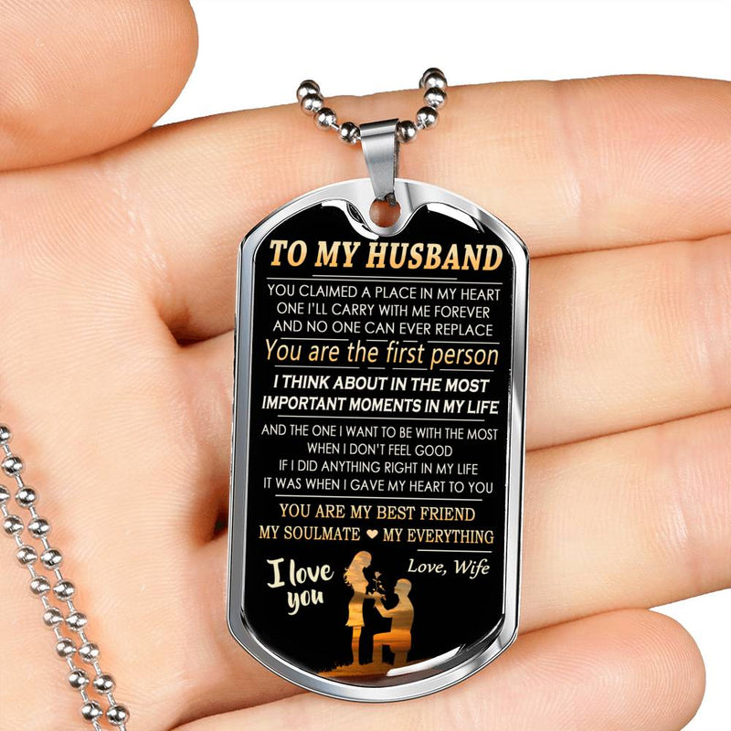 To My Husband Love Wife Dog Tag Customized - I Love You Quote Pendant Necklace