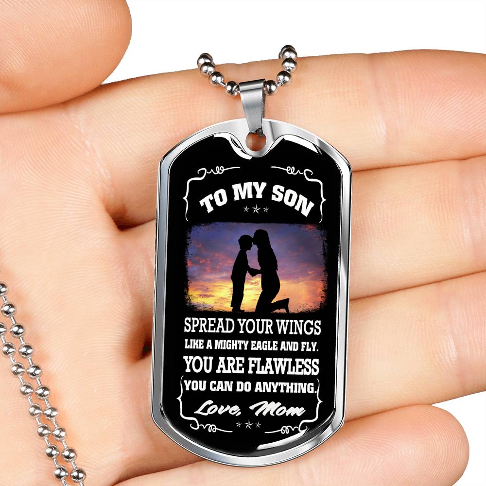 You Can Do Anything Dog Tag Military Love Mom - Mother And Child Necklace For Little Boy, Teen Boy - Anniversary Gag Gifts Pendant Measures 28.5mm x 51mm