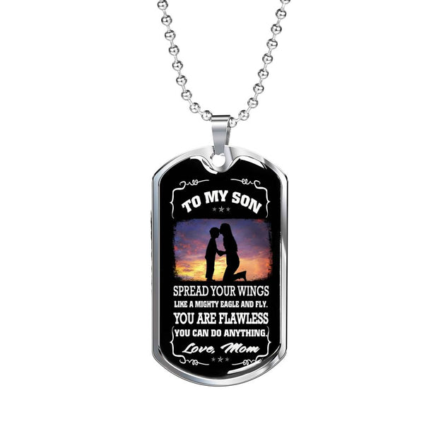 You Can Do Anything Dog Tag Military Love Mom - Mother And Child Necklace For Little Boy, Teen Boy - Anniversary Gag Gifts Pendant Measures 28.5mm x 51mm