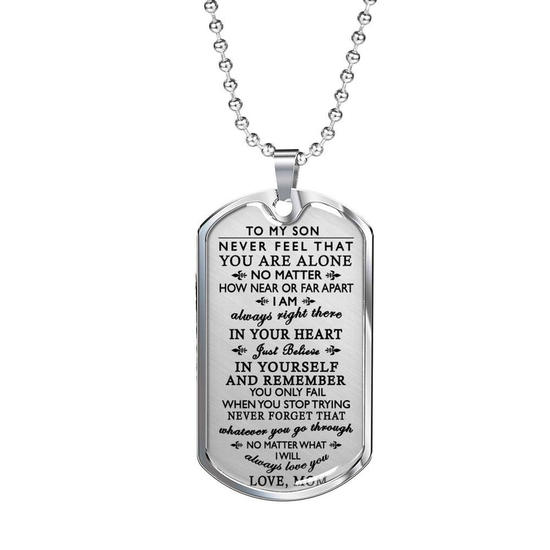 Son Dog Tag Pendant From Mother - Mom To My Son Necklace Custom Anniversary Gift