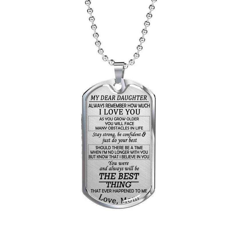 Mom And Daughter Dog Tag Personalized - I Love You Pendant Necklace For Your Daughter, Little Girls - Mother Daughter Present, Daughter Graduation Gifts, Daughter Birthday Gag Gift