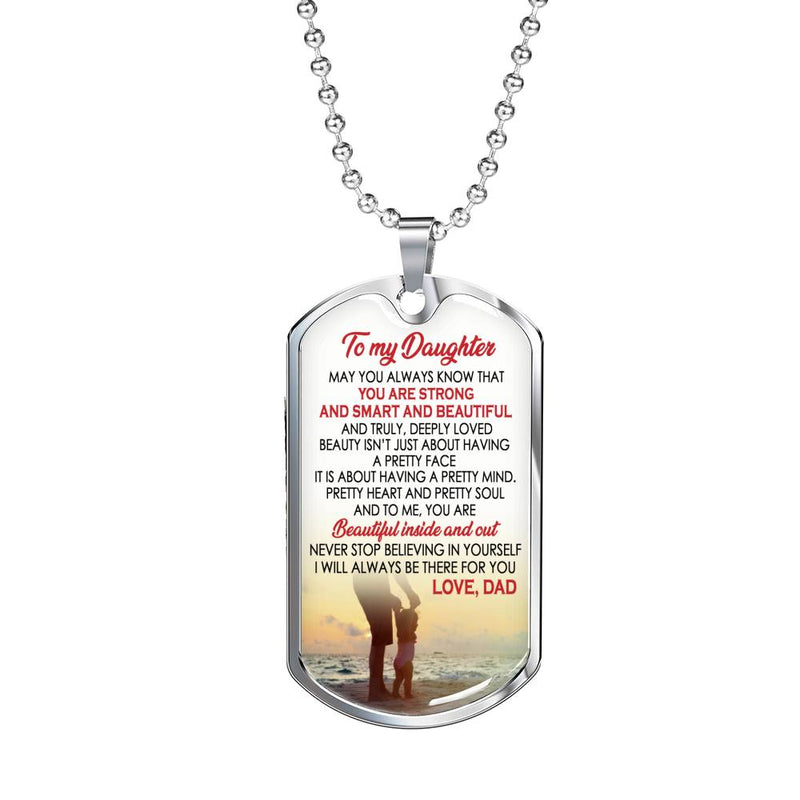 Daughter Anniversary Gifts - You Are Strong Smart Beautiful Quotes Dog Tag Chain