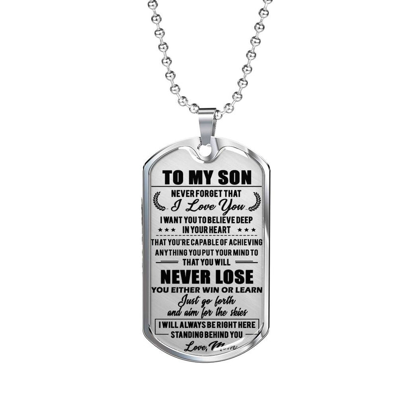 Son Dog Tag Military Custom Love Mom - Mother And Son Quotes Pendant - Anniversary Graduation Birthday Gifts For Little Boy, Teen Boy, Child