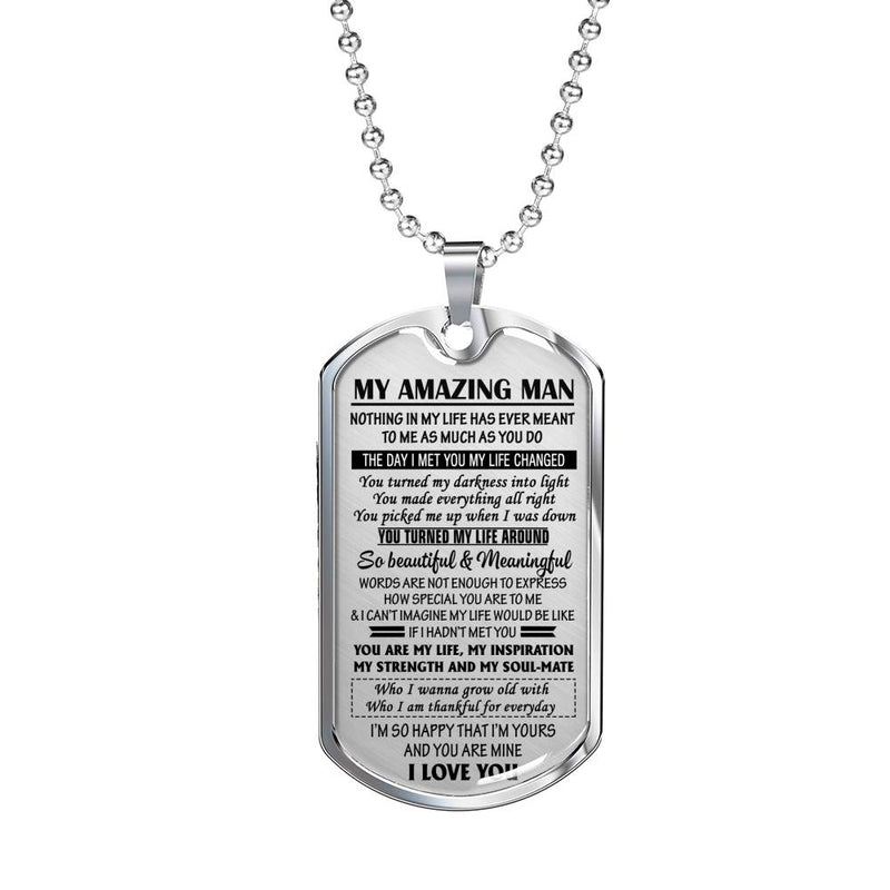 My Amazing Man Pendant Necklace Customized - I Love You Quotes Dog Tag Military