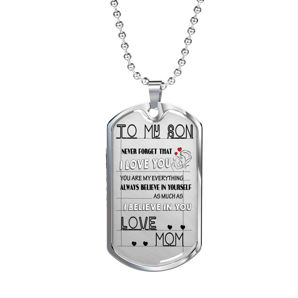 Mom And Son Dog Tag Necklace Custom - I Believe In Yourself Necklaces Stainless Steel Birthday Gifts For Little Boy