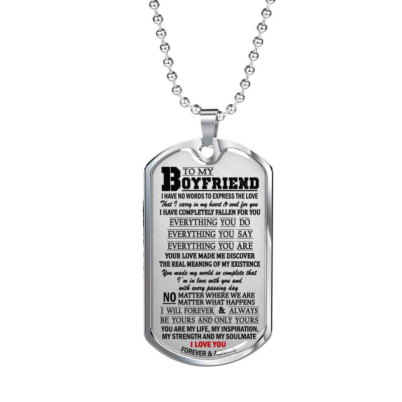 Boyfriend Pendant Necklace Customized - I Love You Quotes Dog Tag Military
