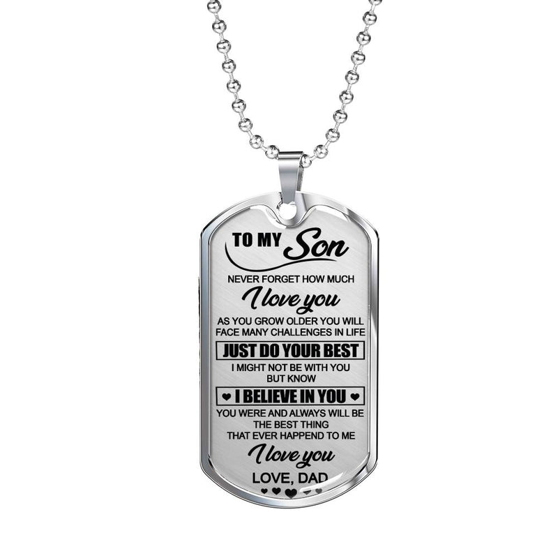 Son Dog Tag Necklace Custom From Dad - I Love You Quotes From Dad Father - Unique Birthday Xmas Gifts For Teen Boy, Child