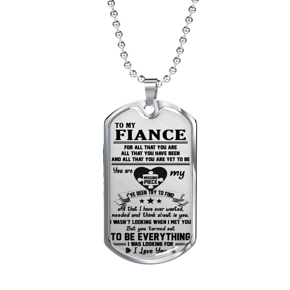 Fiance Gag Gifts I Love You Quotes Dog Tag Military Custom Stainless Steel Gold From Fiancee Girlfriend - Love Gifts For Him On Valentine's Day Birthday Includes Gift Box