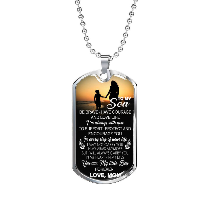 My Son Dog Tag Military Love Mom - You Are My Little Boy Pendant Necklace Chain