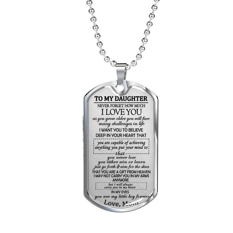 To My Daughter I Love You Dog Tag Pendant - Mom To Daughter Necklace Pendant