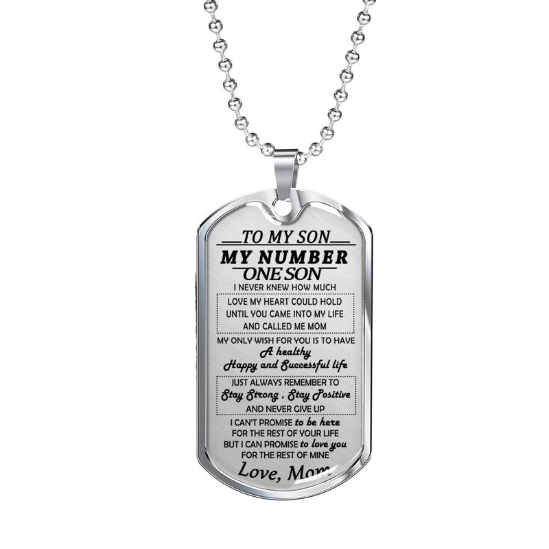 My Number One Son Dog Tag Military Ball Chain - To My Son Quotes Pendant Necklace From Mom - Anniversary Presents For Little Boy Birthday Gag Gifts For Kids