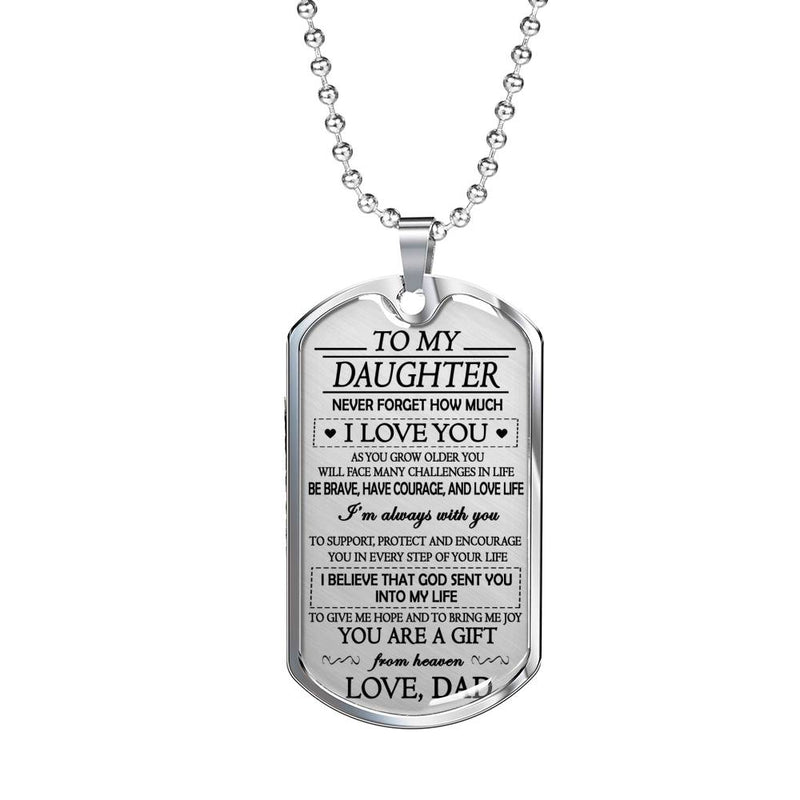 Birthday Gifts For Daughter From Dad - Father And Daughter, Little Girl Dog Tag