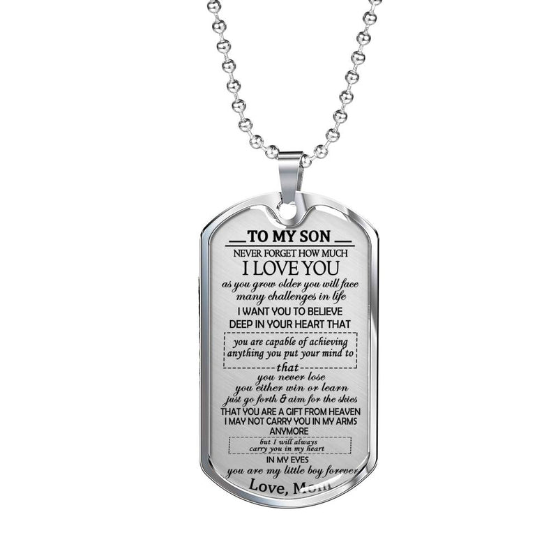 Son Birthday Gifts - You Are My Little Boy Forever Dog Tag Personalized - Mom And Child Pendant Necklace - Anniversary Presents For Him