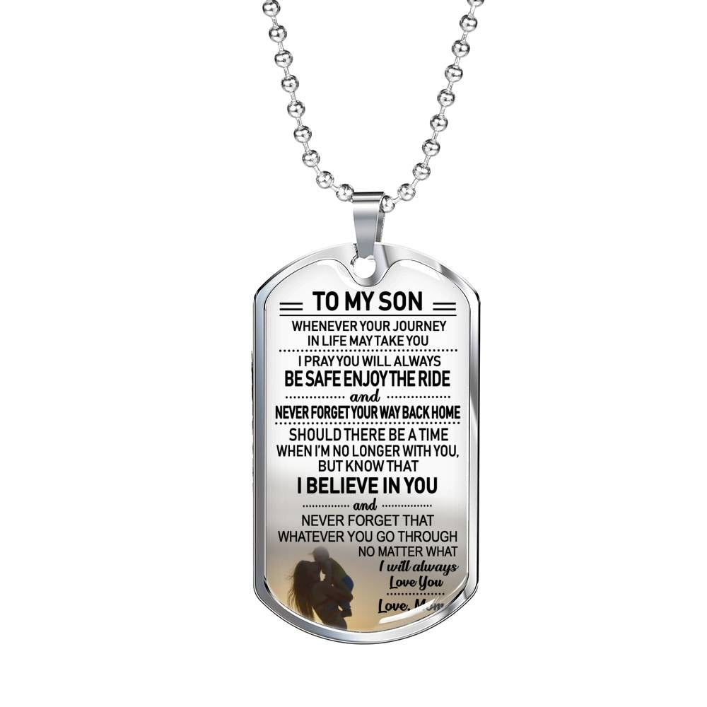 CHISIDE Son Gifts From Mom - I Believe In You Dog Tag Pendant - Mother To My Son Gifts